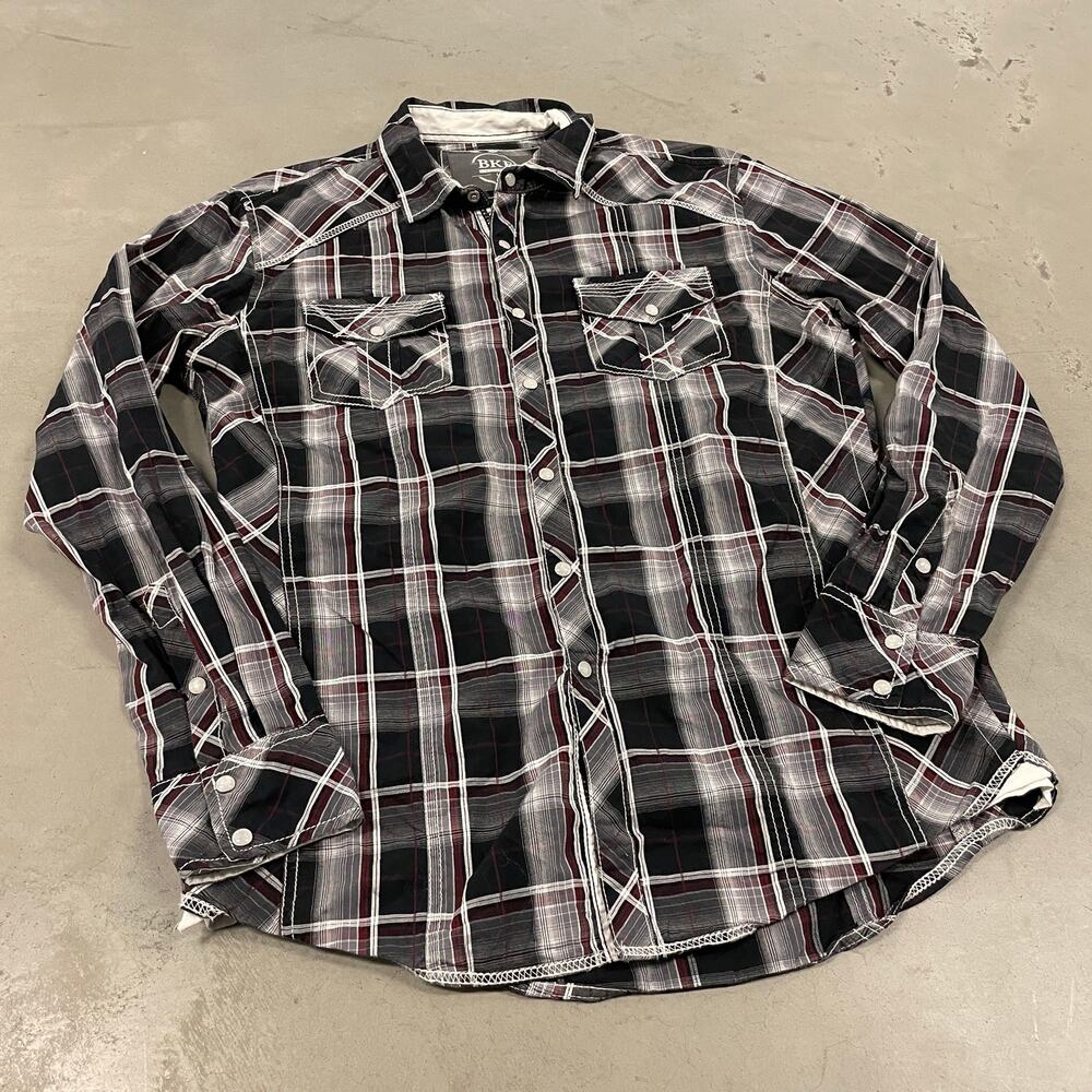 Y2K Bke western pearl snap button down flannel shirt